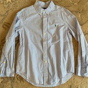 Ralph Lauren Blue and White Button Down Sz 10-12